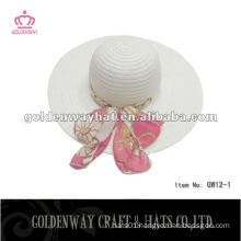 Fashion Ladies White Floppy Paper Straw Hat summer beach hats